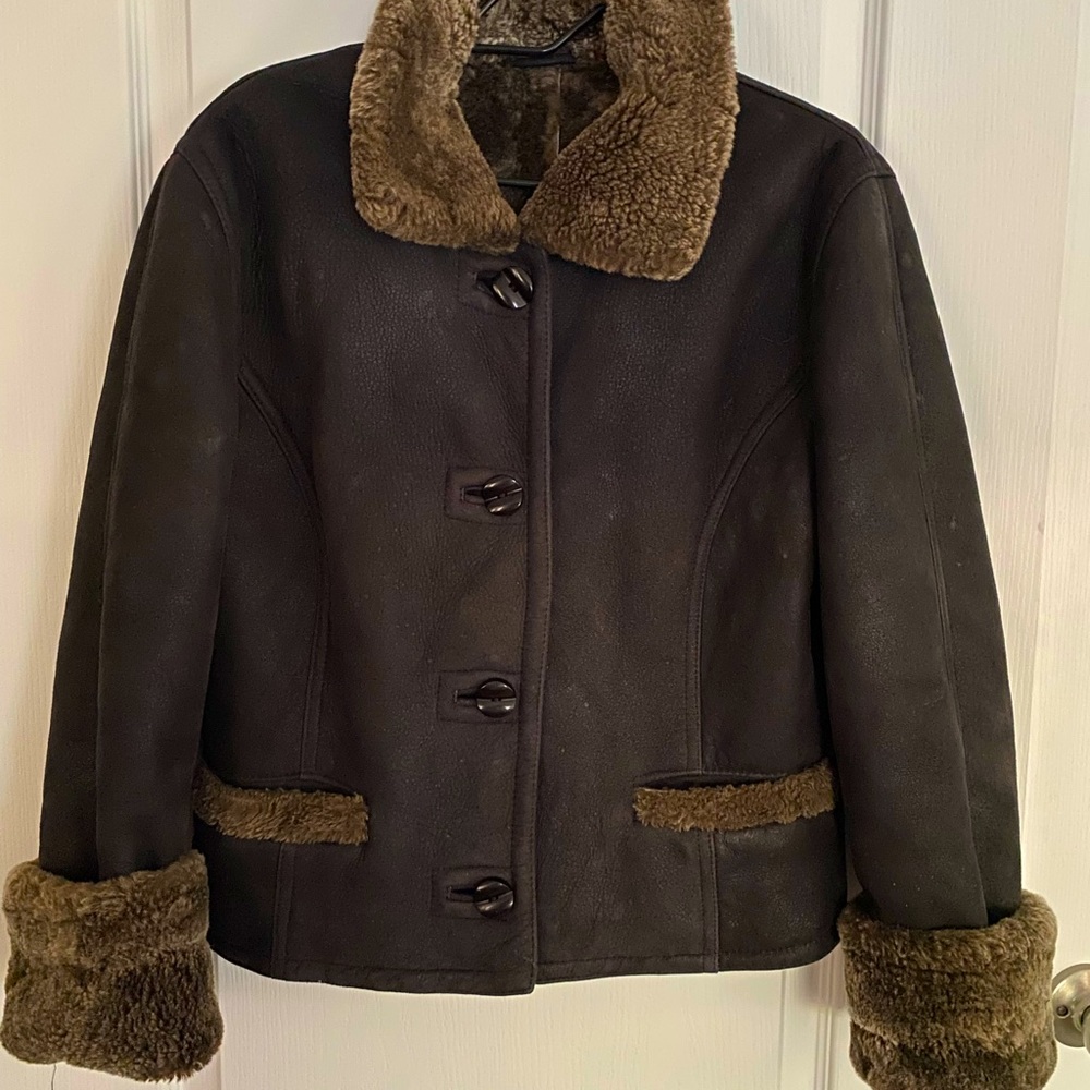 Hide Society Chocolate shearling Jacket size 12